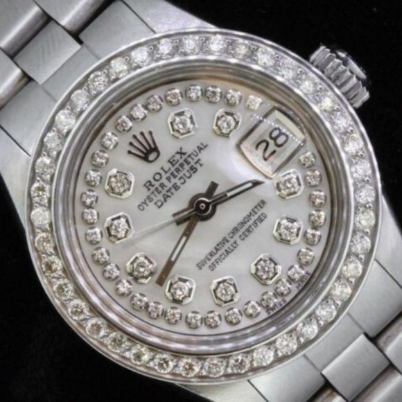 Rolex Accessories - Rolex Ladies Date Datejust Oyster Stainless Steel Diamond Dial Bezel Wat…